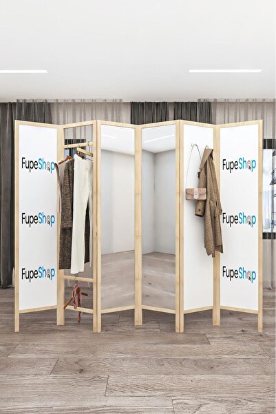 Fupe Shop Doğal Ahşap Kişiye Özel Tek Taraf Baskı Ayna Paravan Seperatör Oda ...