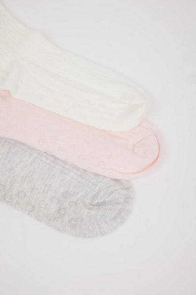 DeFacto Baby Girl Anti-Slip Sole 3-Piece Cotton Long Socks D2487A5Ns