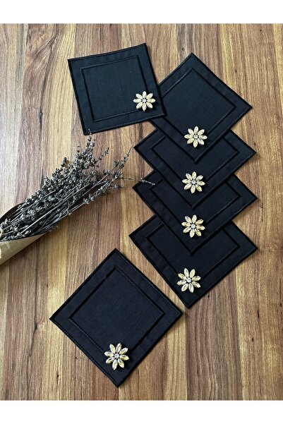 NURHAN HOME COLLECTION 6 bucăți de piatră detaliată pătrată pentru cafea, coc...