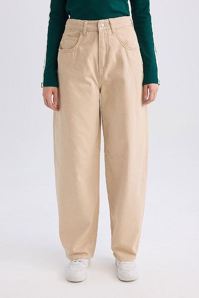 DeFacto Cool Gabardine Winter Pants - Baggy Fit with Pockets, Regular Waist D3761Ax24Au