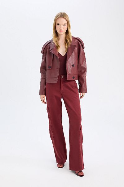 DeFacto Gabardine Winter Pants - Cargo Pocket and Regular Waist Straight Leg D3762Ax24Au