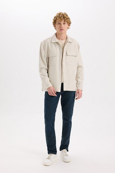DeFacto Relax Fit Lumberjack Basic Solid Langarm-Hemdjacke A6876AX24AU
