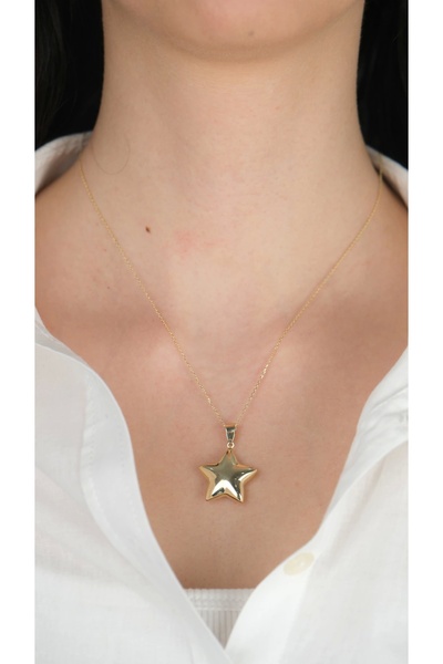 Arpaş 14 Ayar Altın Bombeli Büyük Yıldızlı Kolye Ucu 457