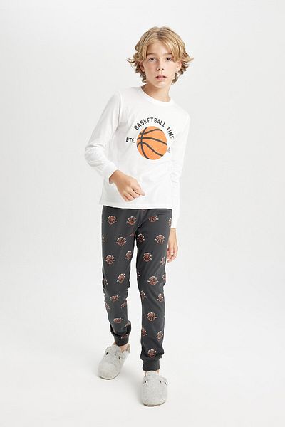 DeFacto Pyjama-Set für Jungen, bedruckt, langärmelig, Oberteil, langer Boden, D5211a824wn