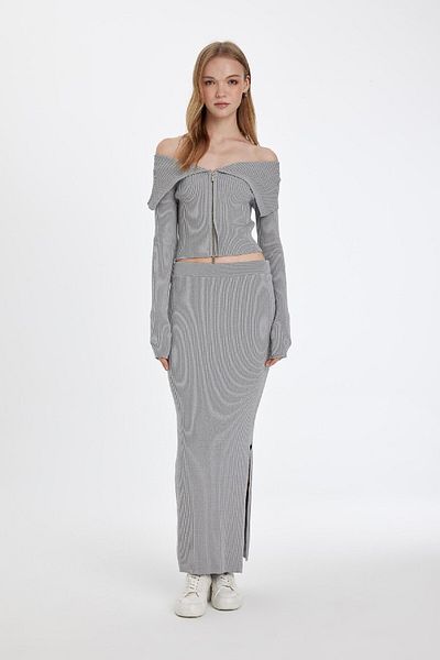 DeFacto Cardigan de bază, cu fermoar, cu umăr deschis, slim fit 3163283