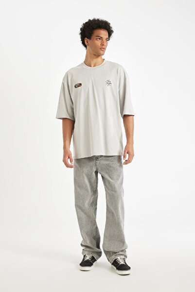 DeFacto 100% βαμβακερό μπλουζάκι με κοντό μανίκι με λαιμόκοψη με στάμπα B8950ax24au