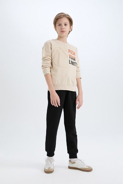 DeFacto Thick Printed Sweatshirt and Elastic Waist Jogger Suit for Boy - D4745A824Wn