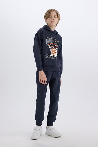DeFacto 2-Piece Set for Boy - Hooded, Printed Sweatshirt and Elastic Sweatpants B0410A824Cw