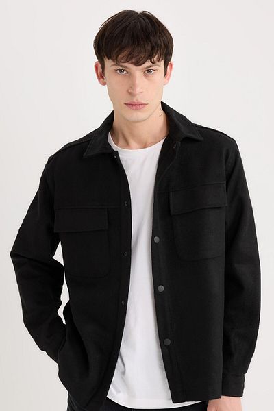 DeFacto Relax Fit Lumberjack Basic Solid Langarm-Hemdjacke A6876AX24AU