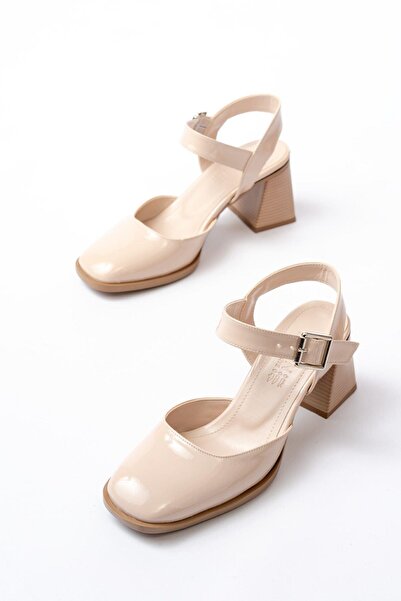 Aymood İNF-40450 Bej Rugan Günlük Arkası Açık Topuklu Ayakkabı