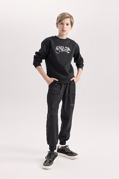DeFacto Boy's Crew Neck Back Printed Thick Sweatshirt D4352A824Wn