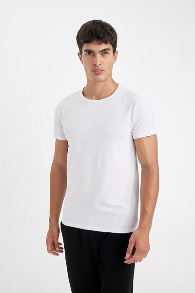 DeFacto Top de pijama cu mânecă scurtă, cu decolteu rotund, slim Fit L4885AZ24WN