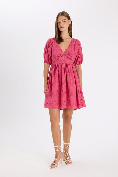DeFacto Μίνι κοντομάνικο Babydoll φόρεμα Brode - D4402axpn184