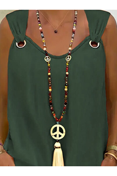 Kokosh moda Bluză detaliată cu ochi de pasăre cu decolteu în V și set aerobin...