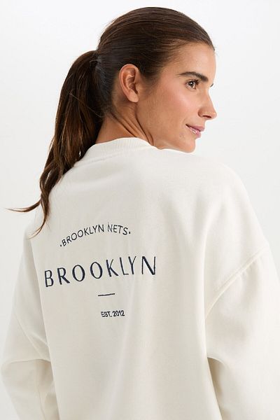 DeFacto Nba Brooklyn Nets Oversize Bomber Cardigan - College Collar with Back Print C8101Ax24Au