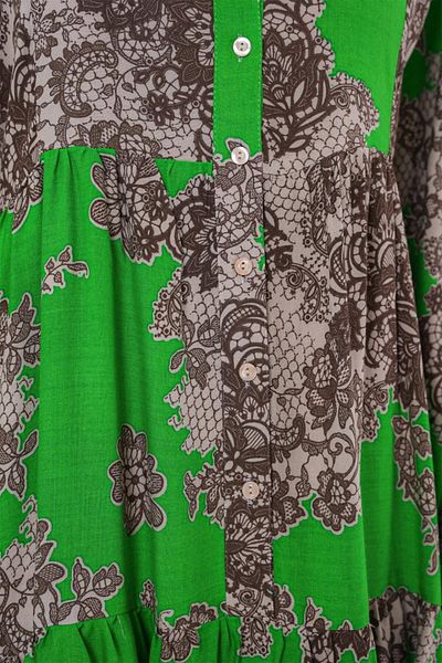 COTTONLAB 2423 Φόρεμα Hijab με αυθεντικό σχέδιο - Μαύρο - Πράσινο