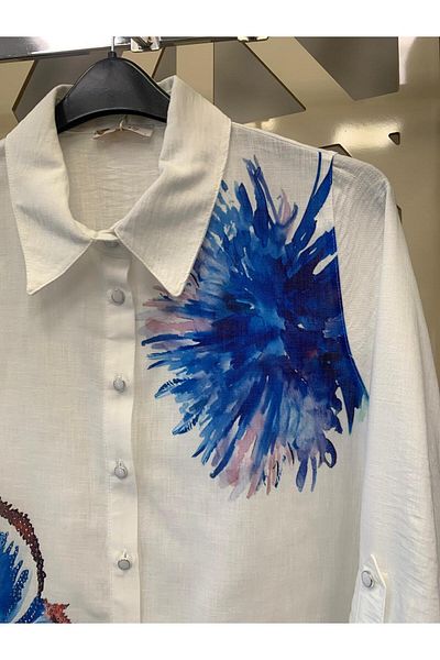 günay boutıque Large Size Patterned Stone Printed Shirt