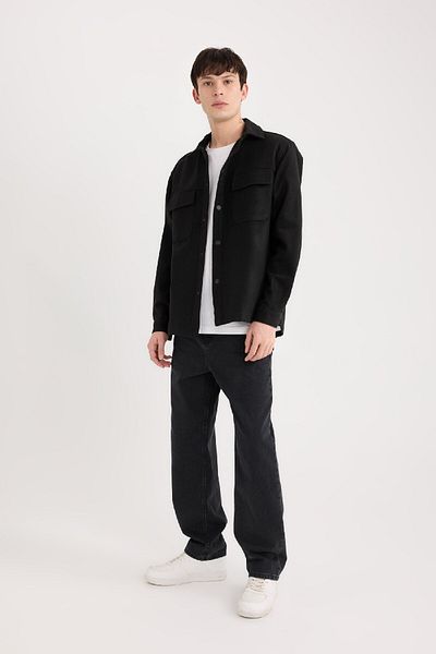 DeFacto Relax Fit Lumberjack Basic Solid Langarm-Hemdjacke A6876AX24AU