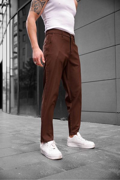 COMBİNE MİCHAİL Ανδρικό υφασμάτινο παντελόνι Slim Fit ΚΑΦΕ