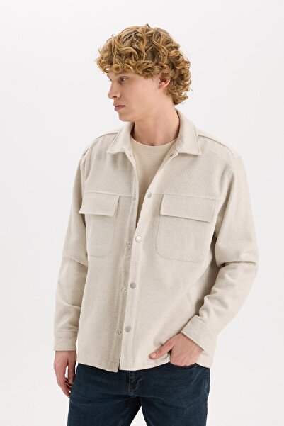 DeFacto Μπουφάν Relax Fit Ξυλοκόπος Basic ίσιο μακρυμάνικο πουκάμισο A6876AX24AU