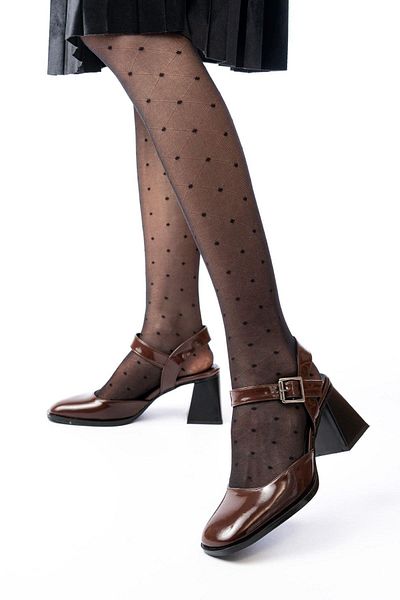 Aymood İnf-40450 Brown Patent Leather Daily Open Back Heeled Shoes