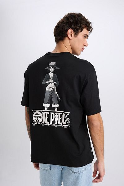DeFacto One Piece Boxy Fit Rundhalsausschnitt bedrucktes Kurzarm-T-Shirt D5459AX25SP
