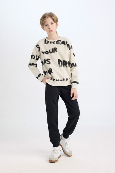DeFacto Set mit 2 gemusterten Sweatshirts mit Rundhalsausschnitt und Jogginghosen für Jungen