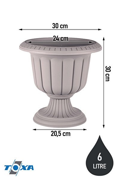 ToXA Nergiz 30cm Ayaklı Deliksiz Saksı Mocha Plastik Çiçek Saksısı