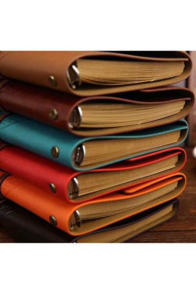 Menuzer Retro Vintage Klasik Deri Kapak Notebook Seyahat Günlüğü Doldurulabilir Eskiz Not Defteri, 165x220mm