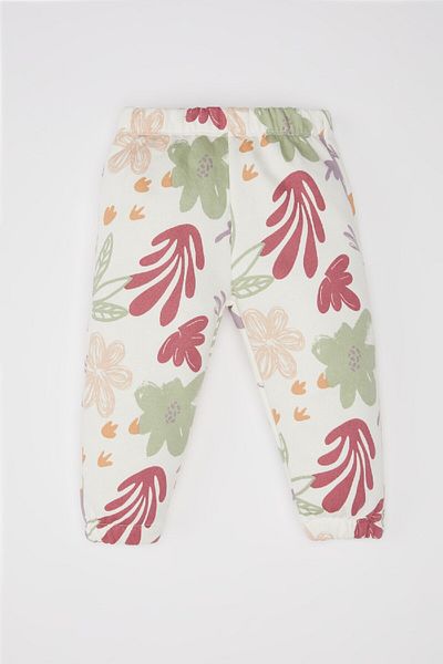 DeFacto Floral Print Crew Neck Sweatshirt and Elastic Waist for Baby Girl - D5167A524Wn