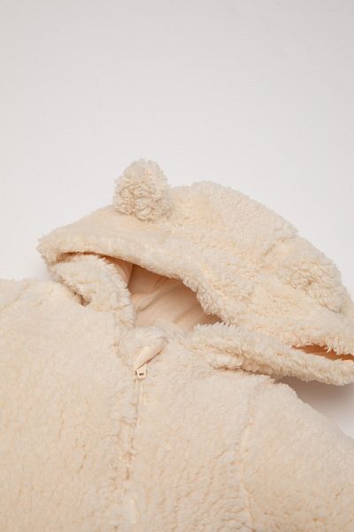 DeFacto Baby Girl Newborn Beige Zippered Plush Jumpsuit with Hat D6019A524Wn