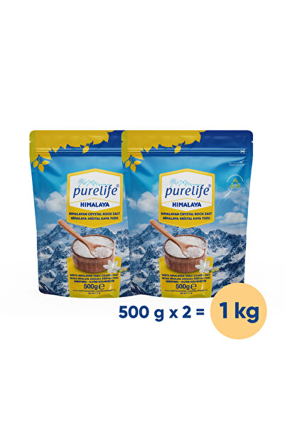 PureLife Himalaya Tuzu Set Granül Kristal Kaya Tuzu Beyaz 500g X2 | Rafine Ed...
