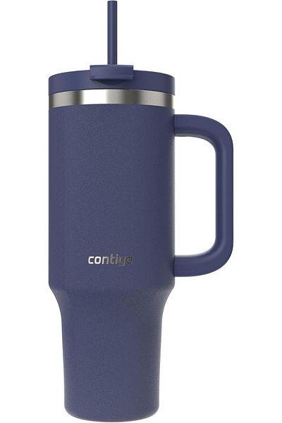 Contigo Thermos Cup with Handle - Tumbler - Stainless Steel - with Straw & Lid - 29 Hours Cold
