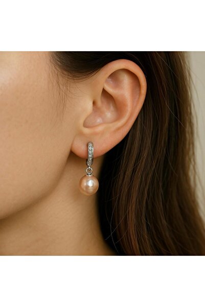 DURAN TAKI TASARIM Hakiki Gerçek Inci Gümüş Küpe