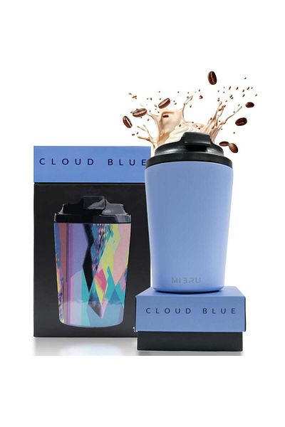 MIBRU 12OZ CEREAMIC INTERIOR CUP CLOUD BLUE Mibru Ceramic Vacuum Insulated Mugs 350ml (12 oz)