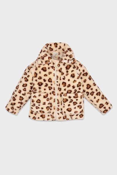 DeFacto Baby Girl - Leopard Patterned Zippered Plush Cardigan D5142A524Wn