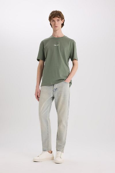 DeFacto 100% Cotton Art Hokusai Regular Fit Crew λαιμόκοψη με στάμπα κοντομάνικο μπλουζάκι D6914ax25sp