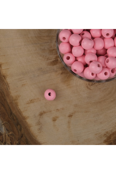 Prestij Boncuk Лаковані рожеві дерев'яні намистини 12 мм Необроблені дерев'ян...