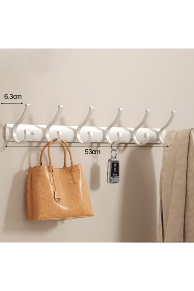 Choice خطاف حائط أبيض بستة خطافات، خطاف حائط أبيض أسود، حامل معاطف، حقيبة مفا...
