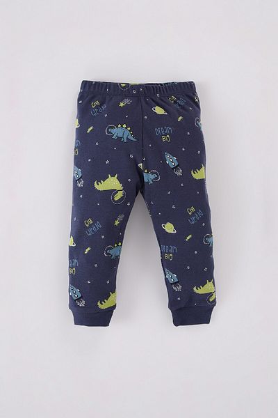 DeFacto Baby-Pyjama-Set für Jungen – Dinosaurier-Druck, Rundhalsausschnitt, lange Ärmel, Ober- und Unterteil-Set D5347A524WN