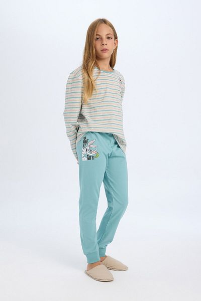 DeFacto Looney Tunes Pyjama-Set für Mädchen – Langarm-Set, Ober- und Unterteil D6062a824au