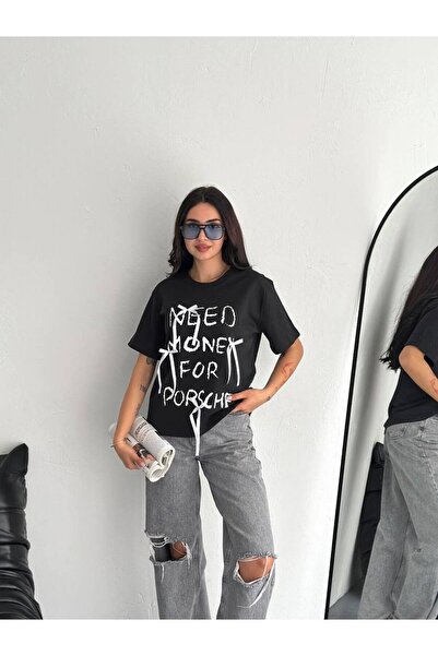 Noa Noa Need Money Друкована стрічка Детальна коротка футболка з короткими рукавами