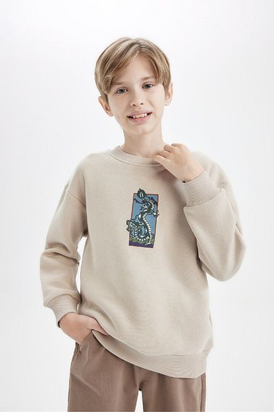 DeFacto Boy Oversize Wide Fit Crew Neck Printed Sweatshirt D5678A824Wn