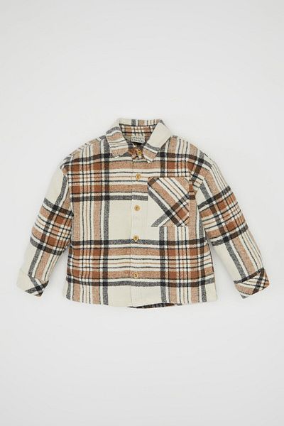 DeFacto Baby Boy Flannel Long Sleeve Pocket Checked Shirt D5229A524Wn