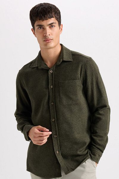 DeFacto Regular Fit Lumberjack Basic Solid Langarmshirt mit Taschendetail A5515AX24AU