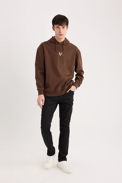 DeFacto Pedro Slim Fit Χωρίς ξεθώριασμα Χρώμα Στενή εφαρμογή Κανονική μέση στενή πόδι Μαύρο τζιν παντελόνι S2711az25sp