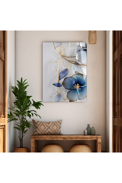 Harika bir ev HARİKABİREV | STICLA INSTRUCTIBILĂ DESIGN CU FLORI ALBASTRU-GRA...