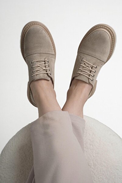 Stilbagshoes ANGEL HAKİKİ DERİ NUBUK LASTİK BAĞCIK DETAYLI LEOFER KADIN AYAKK...