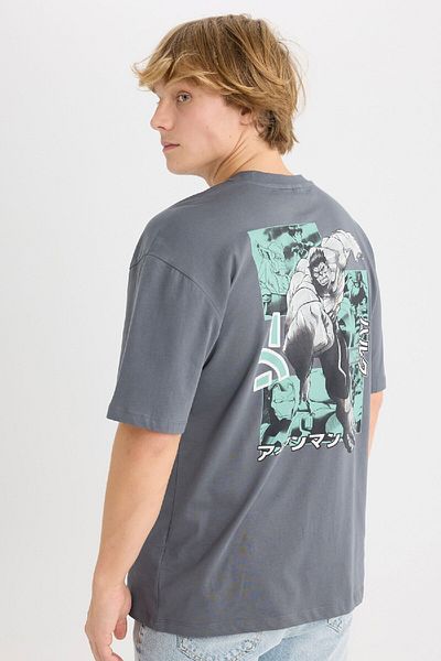 DeFacto 100% βαμβάκι Marvel Boxy Fit Crew λαιμόκοψη με στάμπα κοντομάνικο μπλουζάκι D6784ax25sp