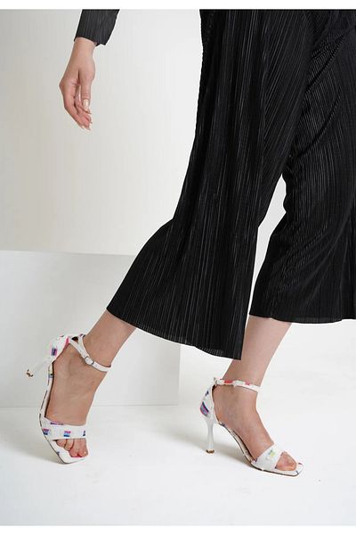 PATRON SHOES Ankle Strap Star Heeled Denim Sandals